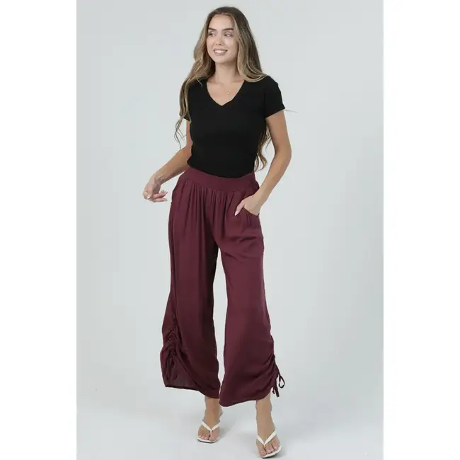 Angie Cinched Side Leg Wide Pants (B3710)