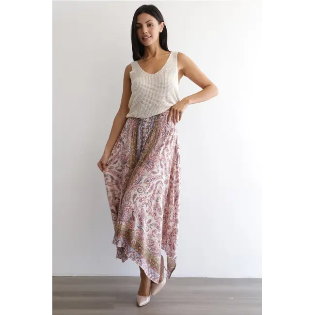 Angie Smoked Waist Asymetrical Skirt (B6B52)