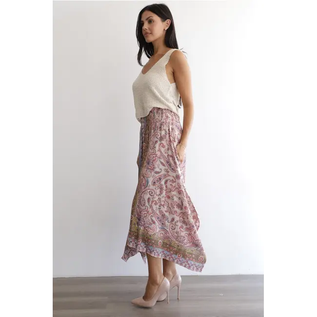 Angie Smoked Waist Asymetrical Skirt (B6B52)