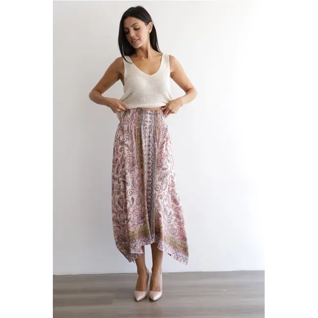Angie Smoked Waist Asymetrical Skirt (B6B52)