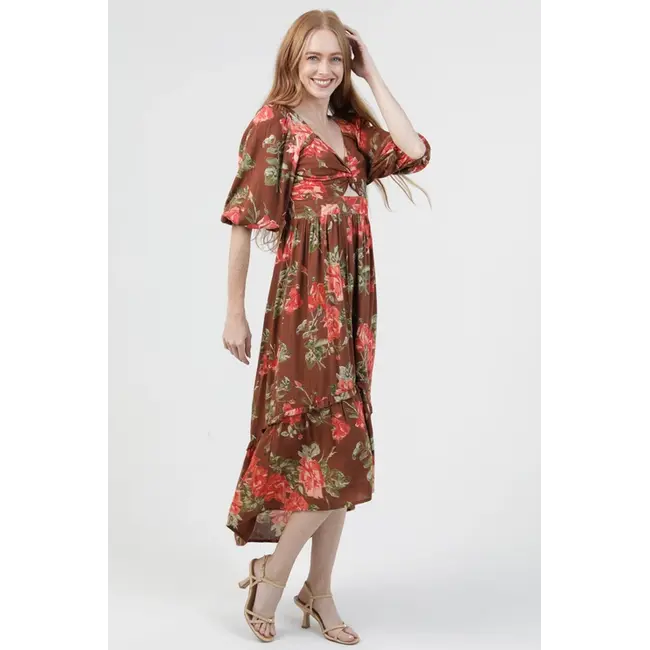 Angie Keyhole Midi Long Sleeve Dress (C4A42)