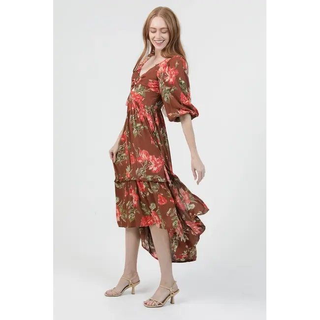 Angie Keyhole Midi Long Sleeve Dress (C4A42)