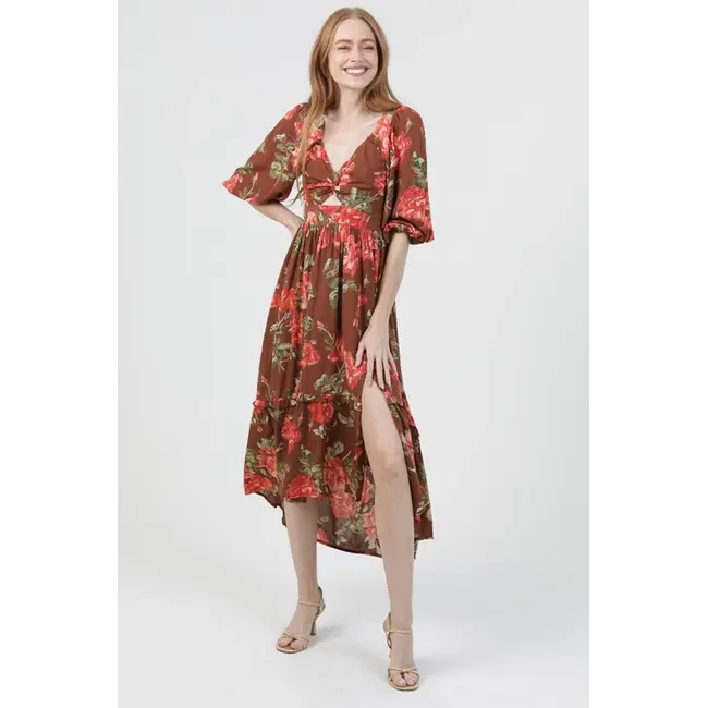 Angie Keyhole Midi Long Sleeve Dress (C4A42)