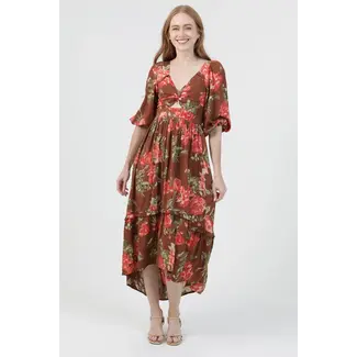 Angie Angie Keyhole Midi Long Sleeve Dress (C4A42)