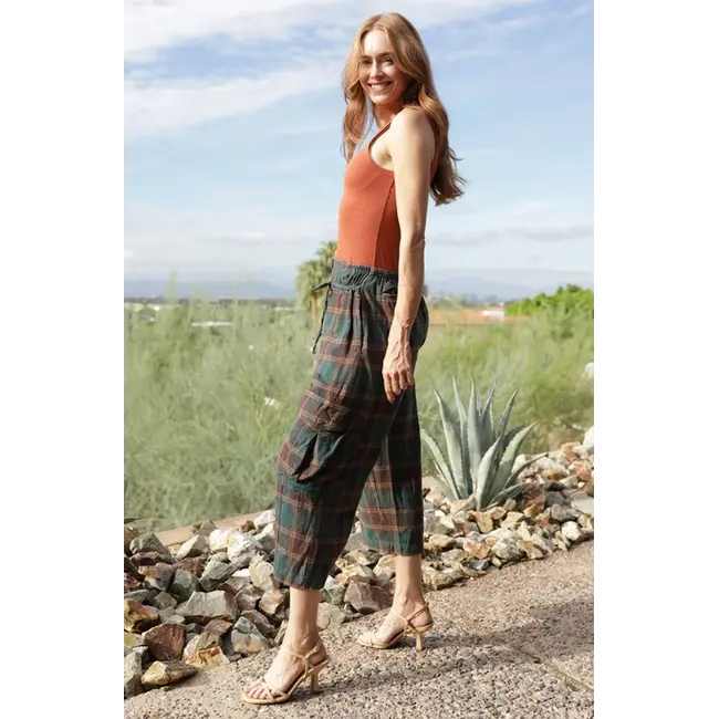 Angie Acid Wash Tie Waist Cargo Pant(H3540)