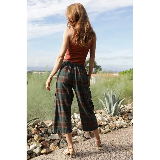 Angie Acid Wash Tie Waist Cargo Pant(H3540)