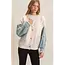 HYFVE V-Neck Cardigan with Distressed Denim Sleeves (HF26E838)