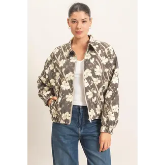 Hyfve HYFVE Floral Zip-Up Bomber Jacket (HF26C837)