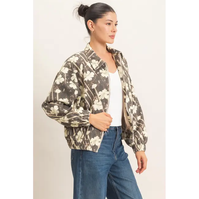HYFVE Floral Zip-Up Bomber Jacket (HF26C837)