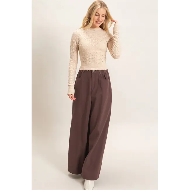 HYFVE Crochet Scalloped Hem Sweater (HF26F195)