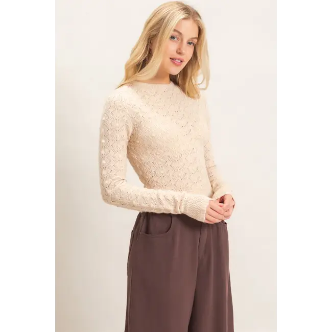 HYFVE Crochet Scalloped Hem Sweater (HF26F195)
