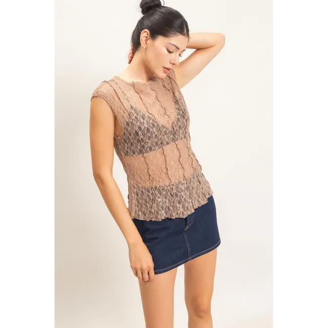 HYFVE Lace Cap Sleeve Top  (HF26E672)