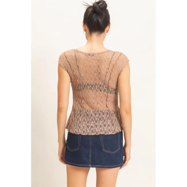 HYFVE Lace Cap Sleeve Top  (HF26E672)