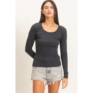 Double Zero Double Zero Pigment Dye Seam Detail Scoop Neck Top (DZ26E242)