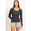 Double Zero Pigment Dye Seam Detail Scoop Neck Top (DZ26E242)