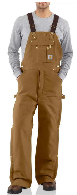 Carhartt R41 - Duck Zip-to-Thigh Bib Overall - Quilt Lined