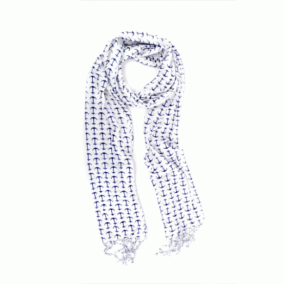 Navy & Ivory Anchor Scarf