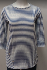 N TOUCH Grey Heather/Blue Long Sleeve Textured Top