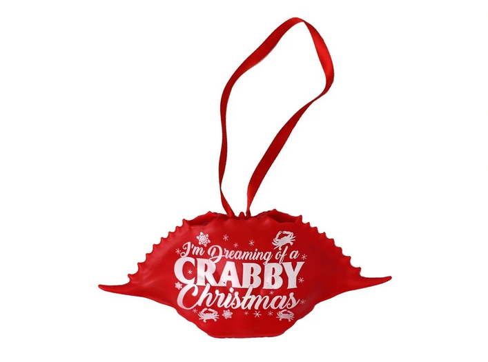 Dreaming Of A Crabby Christmas (Red) / Crab Shell Ornament
