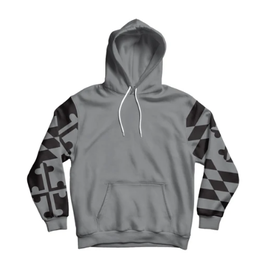 Greyscale Maryland Flag Sleeves Hoodie