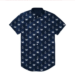 Nautical Crab & Anchor Navy Hawaiian Shirt