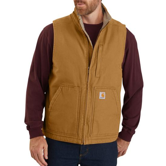 CARHARTT® Loose Fit Washed Duck Sherpa-Lined Mock-Neck Vest - 104277