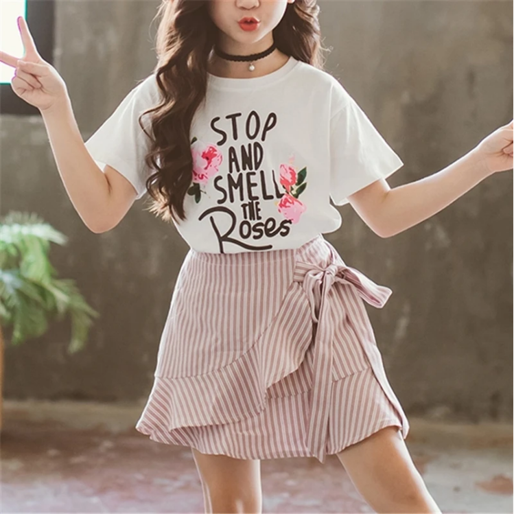 2pc Stop & Smell the Roses T-shirt & Skirt