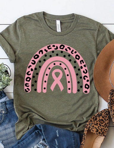 Kissed Apparel Breast Cancer Awareness Graphic Tee PLUS- Olive