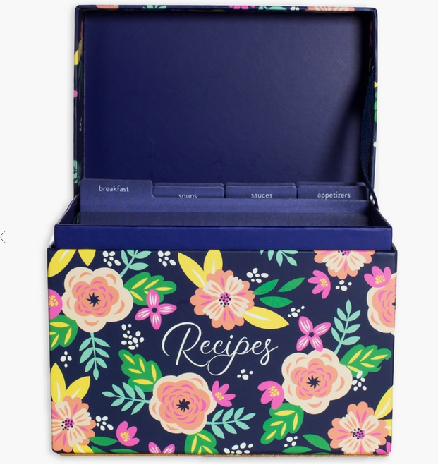 Recipe Box - Mint Floral