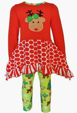 AnnLoren Christmas Reindeer Tunic and Holiday Legging Set