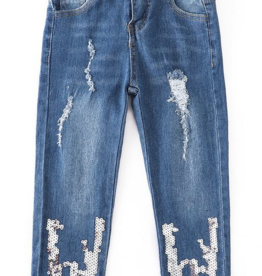 Silver Sequin Denim Jeans