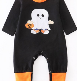 Orange/Black Lovely Ghost Baby Romper