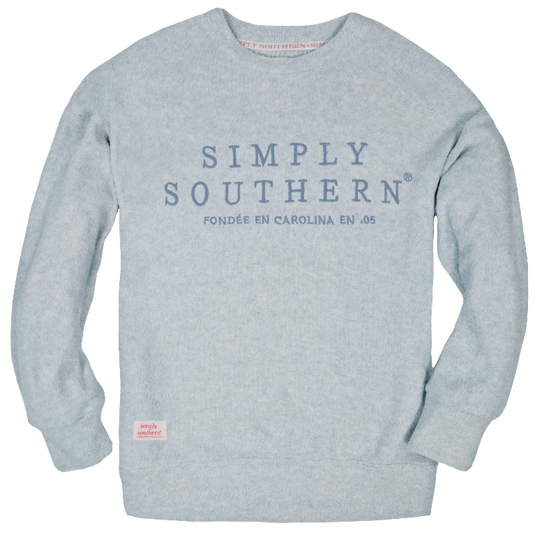 Simply Southern 0221-TERRY-CREW-BLUE