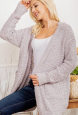 LONG SLEEVE SOLID OPEN SWEATER CARDIGAN WITH SIDE POCKET DETAIL