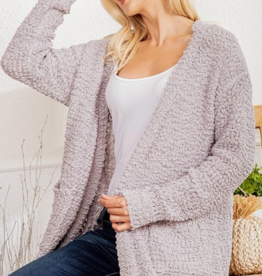 LONG SLEEVE SOLID OPEN SWEATER CARDIGAN WITH SIDE POCKET DETAIL
