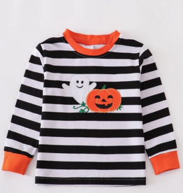 HALLOWEEN BLACK STRIPE GHOST SHIRT