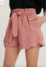 Bluivy Scallop Hem High Waisted Shorts