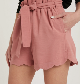 Bluivy Scallop Hem High Waisted Shorts