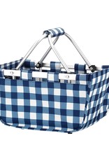 Navy Check Mini Market Tote