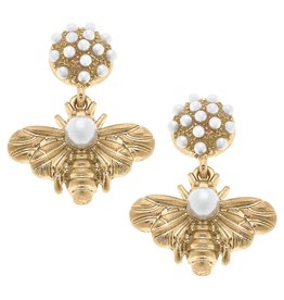 CANVAS Style Jewel Bee & Pearl Drop Earrings