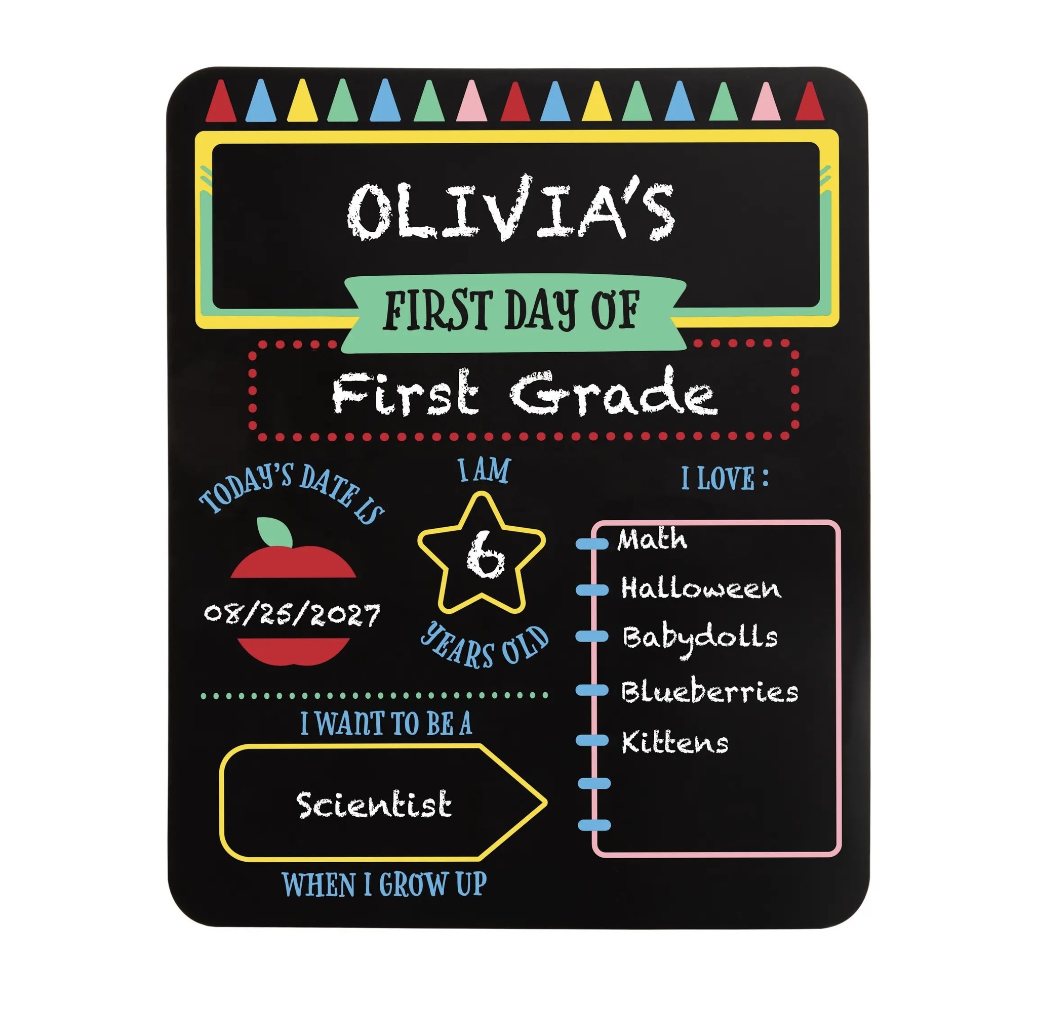 Pearhead First and Last Day of School Reversible Chalkboard