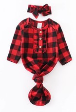 Red black plaid baby gown