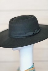 Dirty Bee Boujie Bee Felt Black Outback Fedora with Ribbon Band