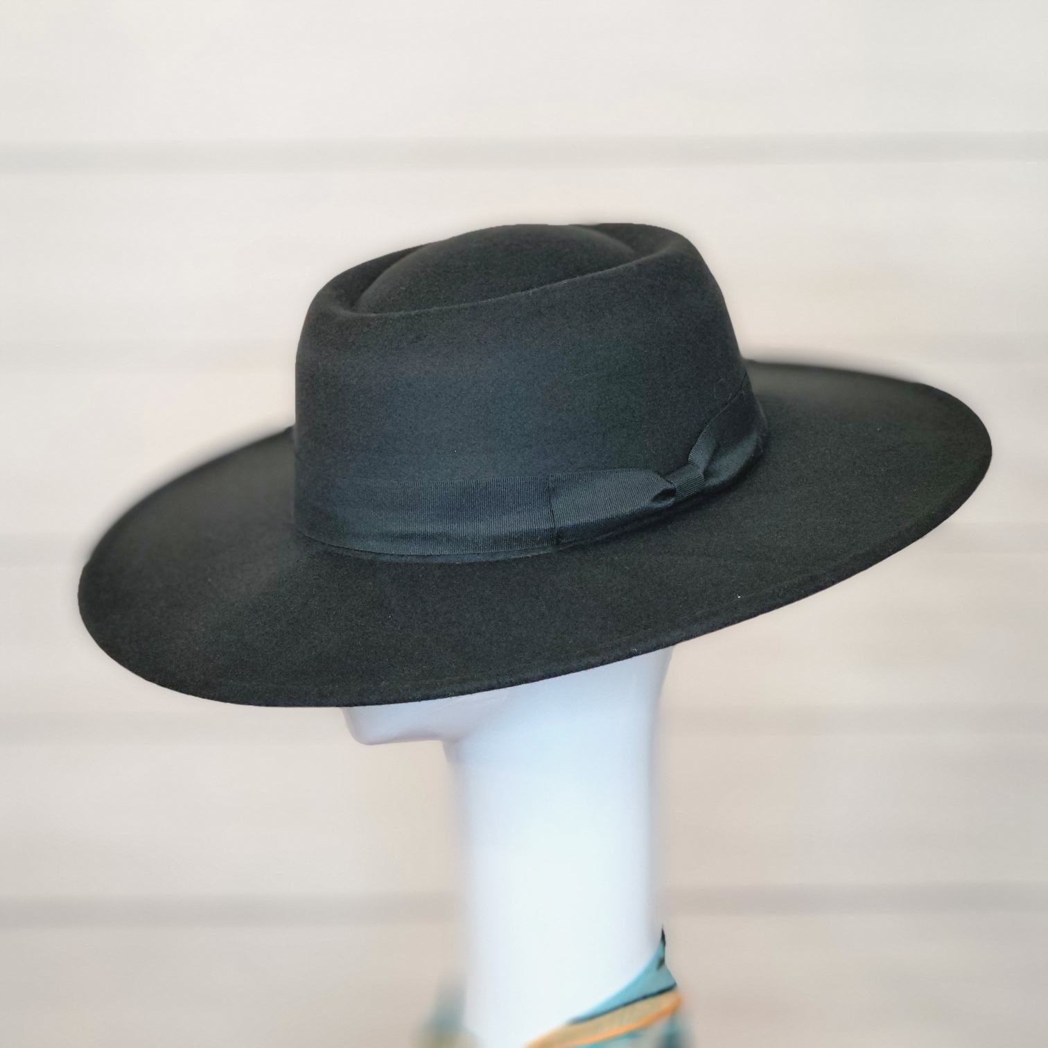 Dirty Bee Boujie Bee Felt Black Outback Fedora with Ribbon Band