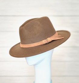 Dirty Bee Boujie Bee Felt Camel with Leather Belt Accent Band Fedora