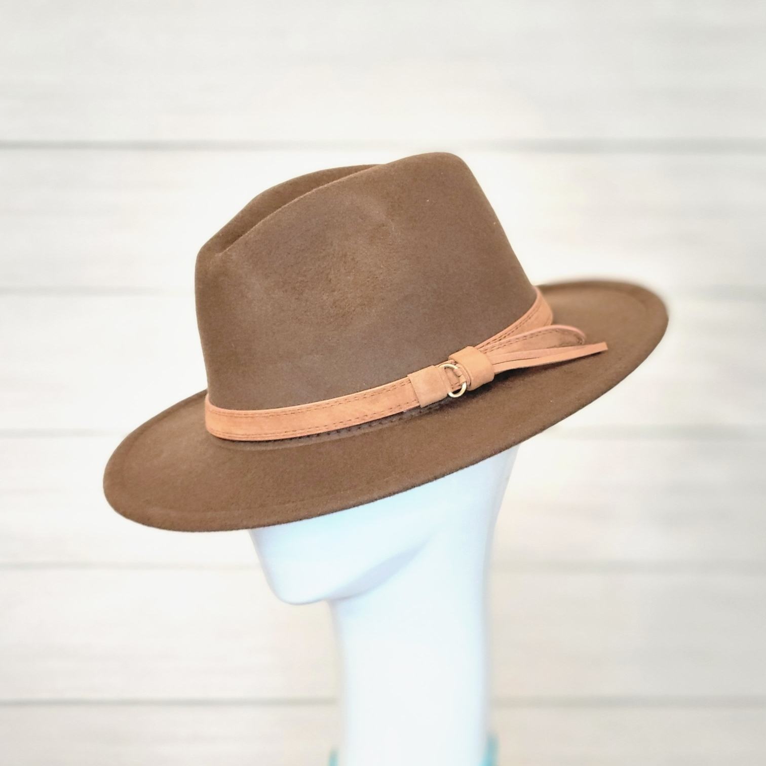 Dirty Bee Boujie Bee Felt Camel with Leather Belt Accent Band Fedora