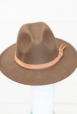 Dirty Bee Boujie Bee Felt Camel with Leather Belt Accent Band Fedora