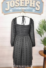 Embroidered Long Sleeve Midi Woven Dress