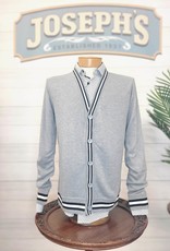 MT Inc. Two Stripe Knit Cardigan Sweater