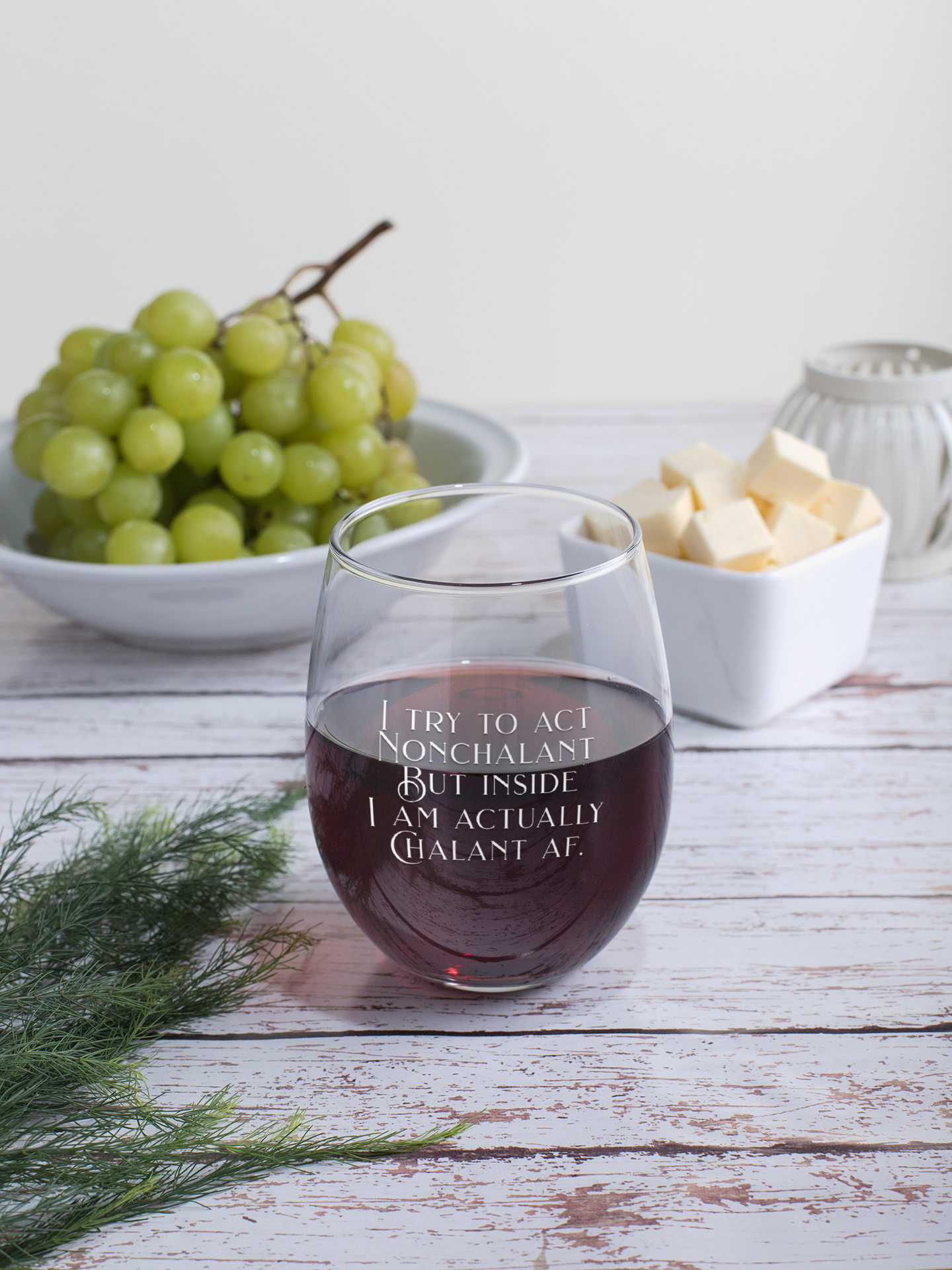 Calm Down Caren 17oz. Stemless Wine Glasses